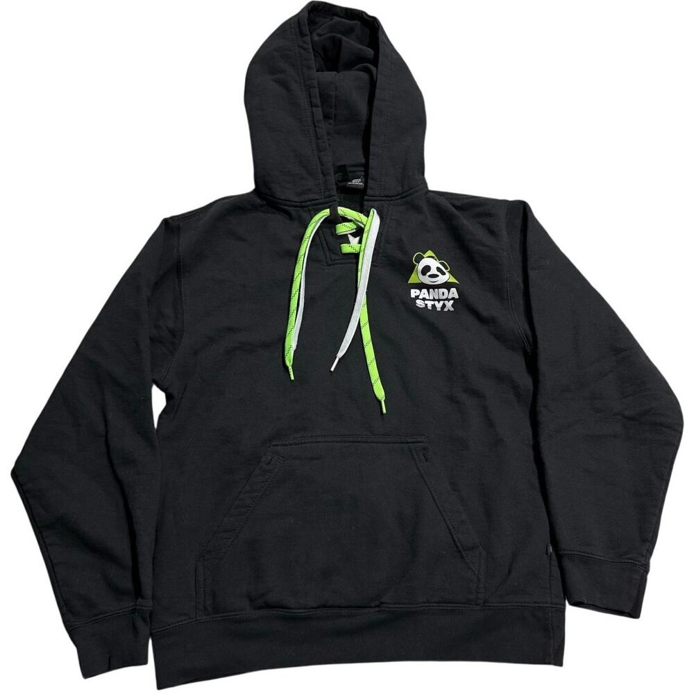 Panda Styx Pennant Sportswear Hooded Sweatshirt Faceoff Hoodie Mens Small Black